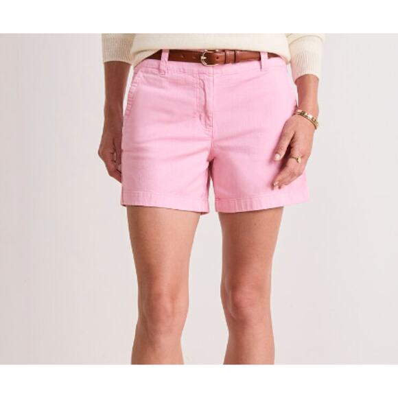 Vineyard Vines Women's Pink Cotton Herringbone Every Day Shorts Size 0 - Picture 1 of 9